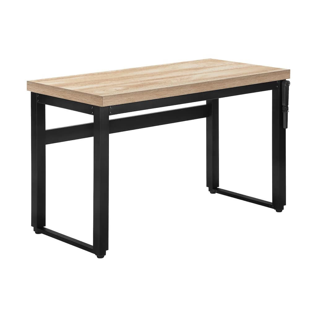 Computer Desk, Home Office, Standing, Adjustable, 48"l, Work, Laptop, Natural Laminate, Black Metal, Contemporary, Modern