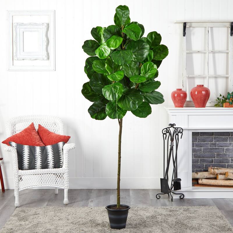 Artificial Tree 6.5Ft Tall Indoor Green Plant with Planter Base, Home Office Decor - 61 Inches and Over