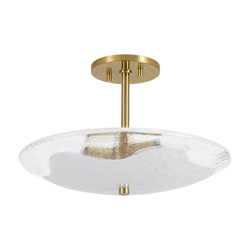 3-Light Round Glass Bowl Semi Flush Mount Ceiling Light 16in