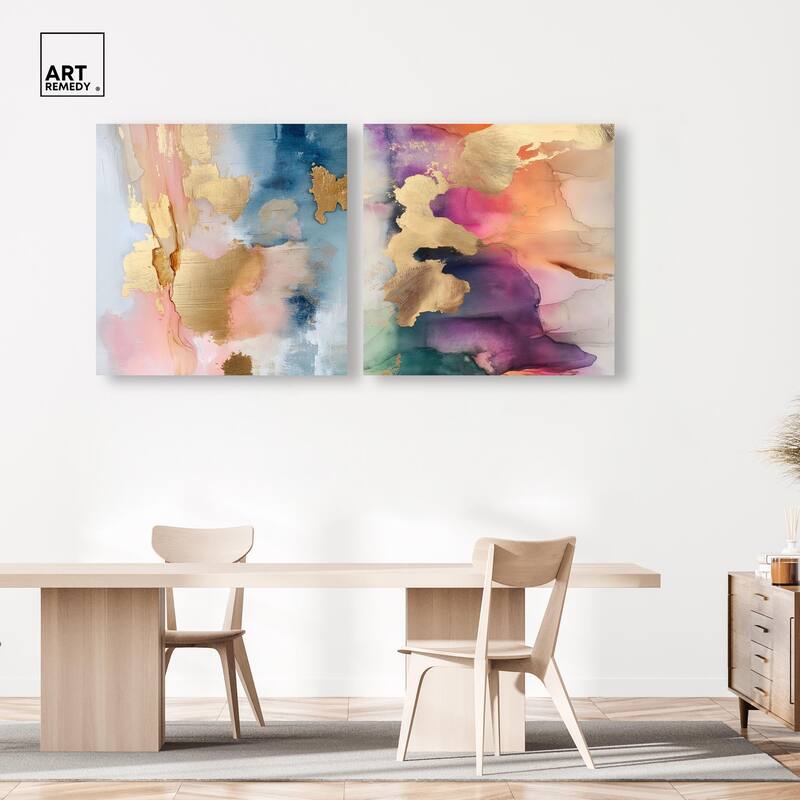 Gold Foil Set Canvas Set of 2 by Art Remedy, Gallery Wrapped