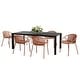 preview thumbnail 3 of 13, Roomfitters Outdoor Expandable Dining Set 7 Piece Acacia Wood Table Stackable Chairs Black+Orange