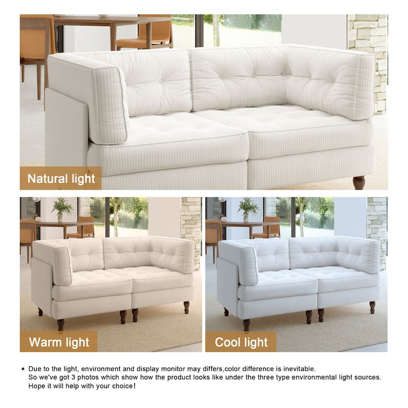 Oversized Sofa Corduroy Tufted Modular Sectional Set