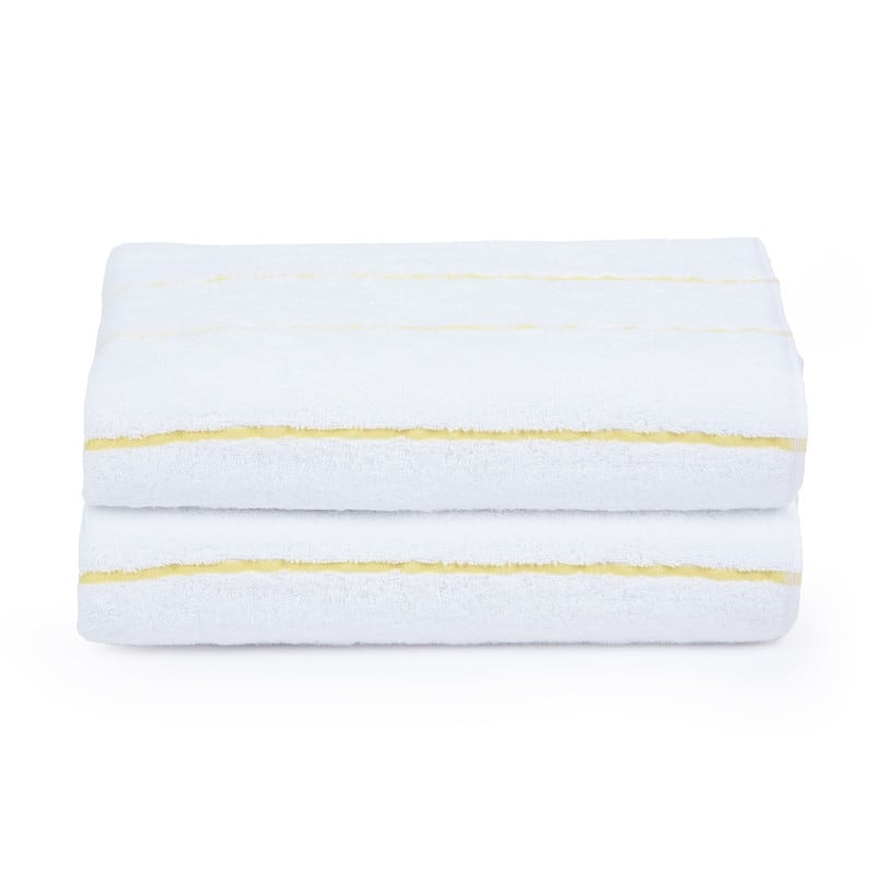 Ample Decor Superior Cotton Beach Towel Absorbent Cabana Striped - 30" x 68" - Yellow/White