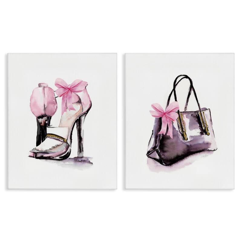 Stupell Luxury Shoes & Handbag Canvas Wall Art Design By Stella Chang (Set of 2) - 16 x 20