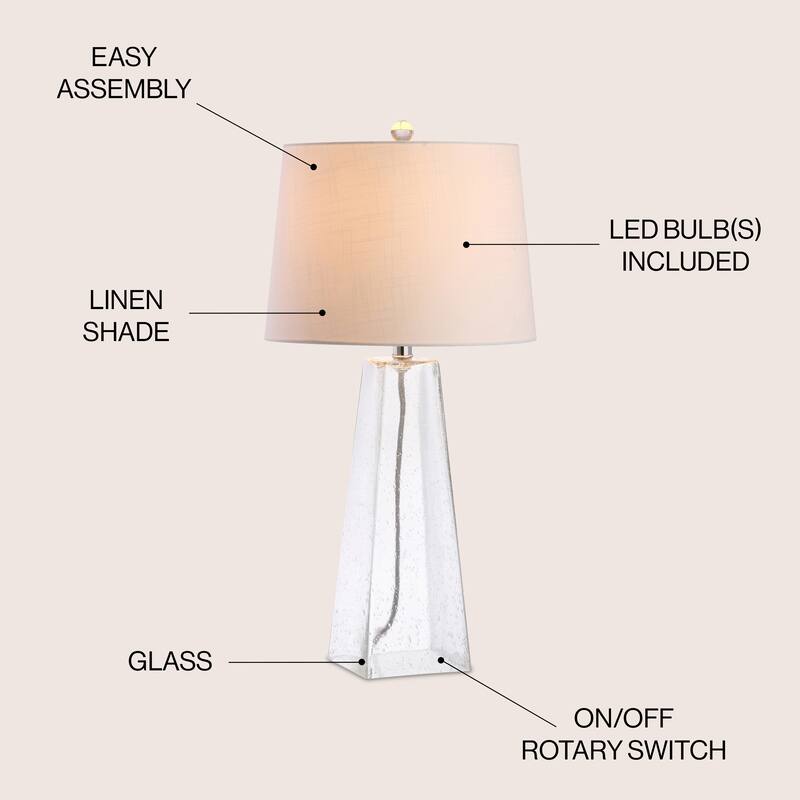 Aksel 28.5" Glass LED Table Lamp, Clear by JONATHAN Y