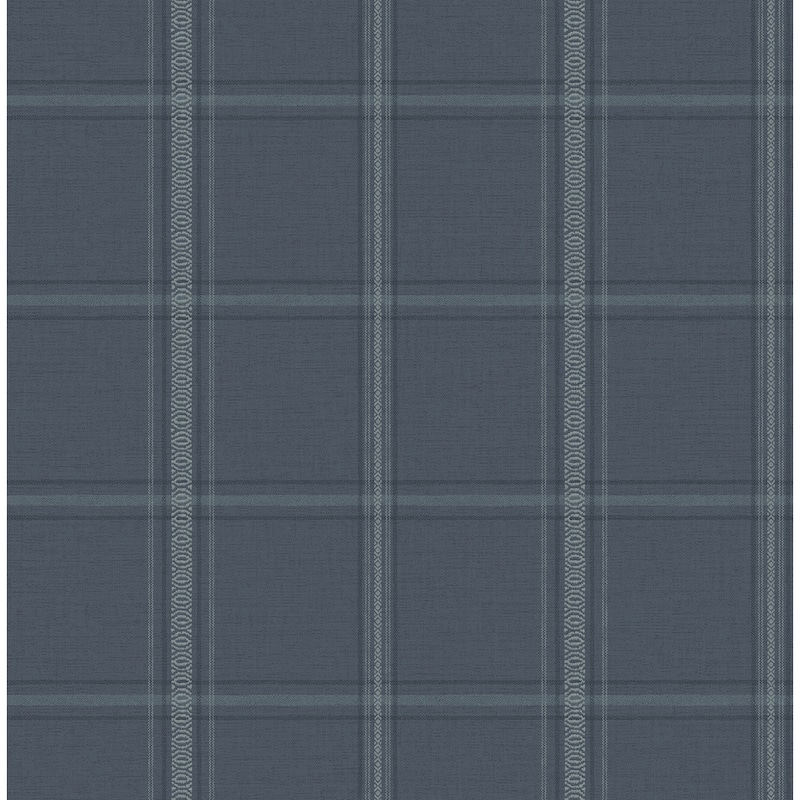 Chesapeake Auberge Dark Blue Plaid Wallpaper