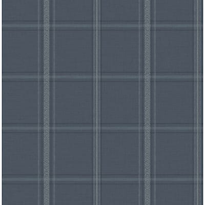 Chesapeake Auberge Dark Blue Plaid Wallpaper