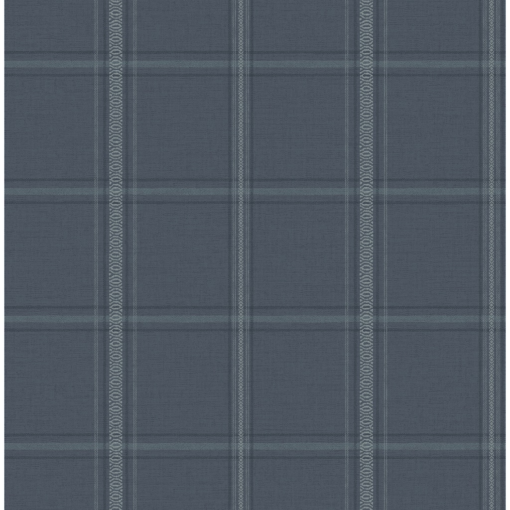 Chesapeake Auberge Dark Blue Plaid Wallpaper