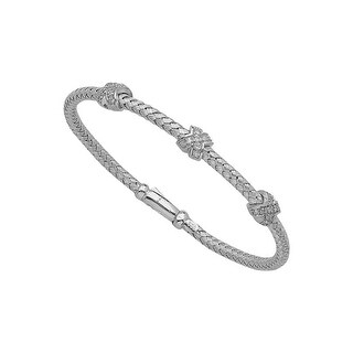 for Women Sterling Silver Polished Rhodium-plated Fancy CZ Bangle Bracelet