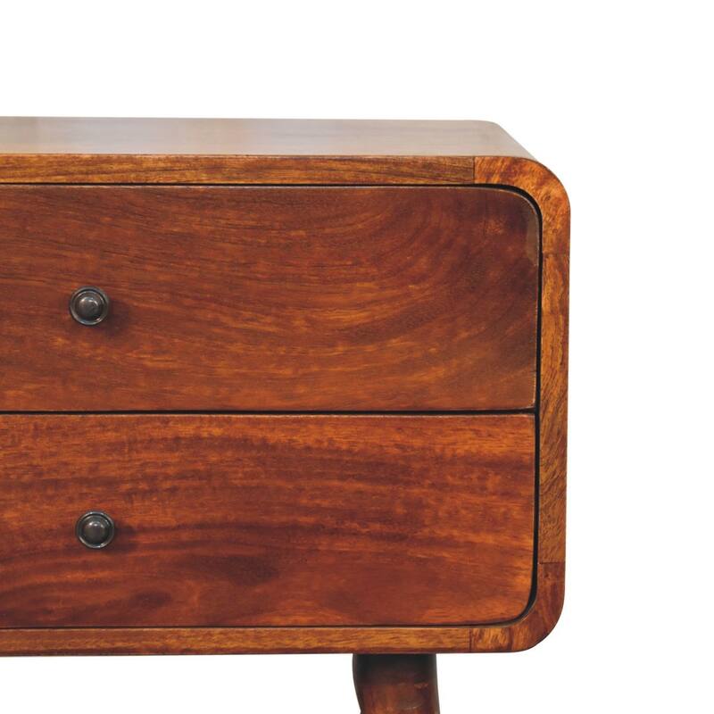 HomeRoots 24" Chestnut Solid Wood Two Drawer Nightstand