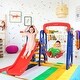 preview thumbnail 14 of 18, Goplus 3 in 1 Junior Children Climber Slide Swing Seat Basketball Hoop