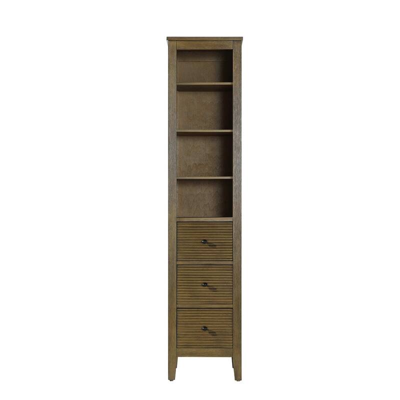 Kensington 16-28 Inch Open Shelving Bath Storage Cabinet - Hazel Oak - 16"