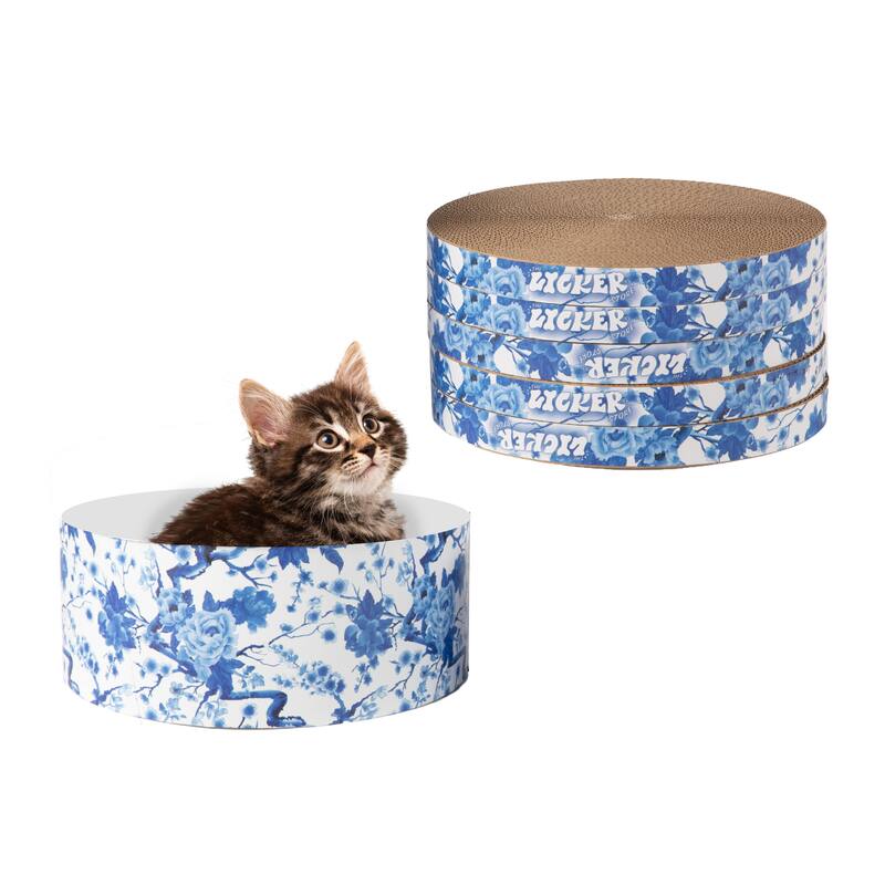 Kate 12" Cardboard Reversible Cat Scratcher Pad in Box with Catnip, (5-Pack)