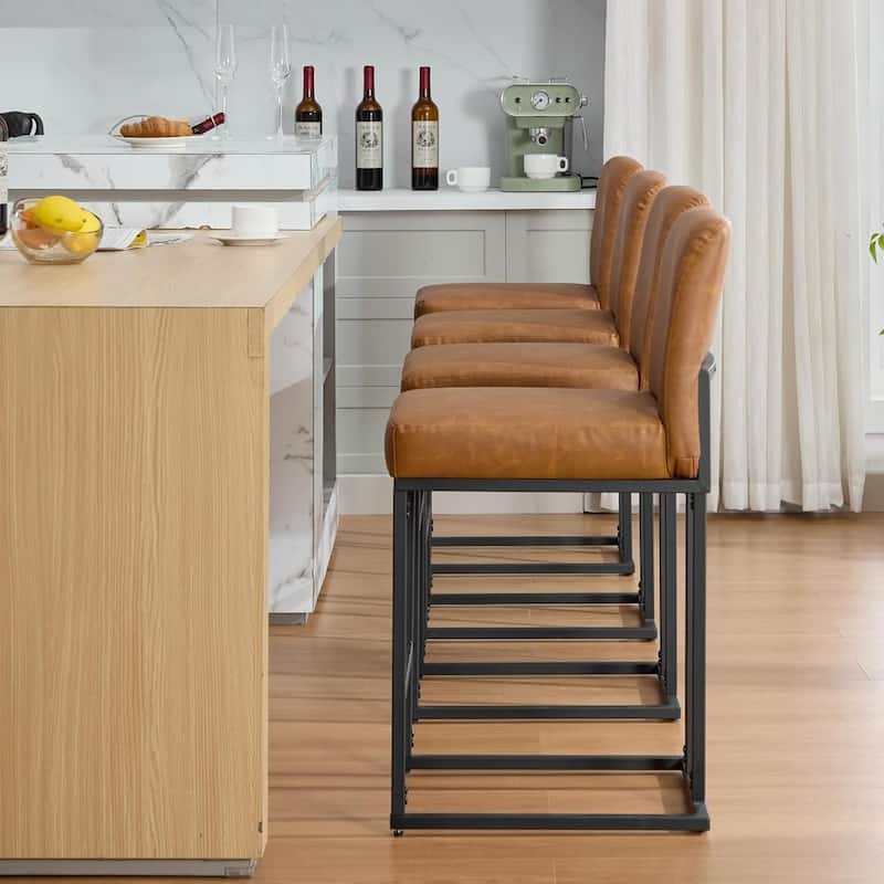 Bar Stools, 24" Seat High Counter Height Leather Barstools