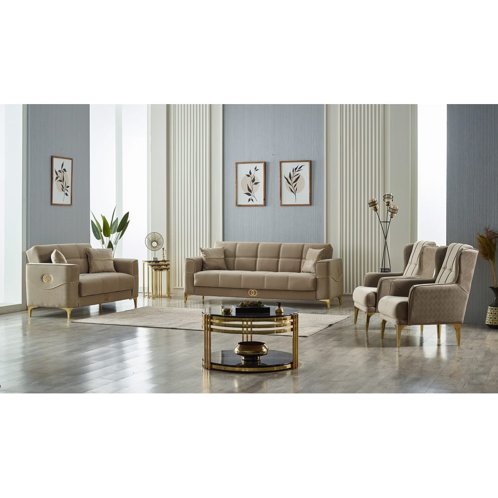 Cad 4-Pieces Comfortable Sleeper Modern One Sofa One Loveseat Two Chair Living Room Set