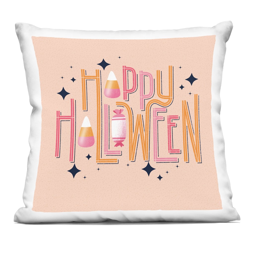 Stupell Happy Halloween with Candy Decorative Printed Throw Pillow Design by Sarah Hickman