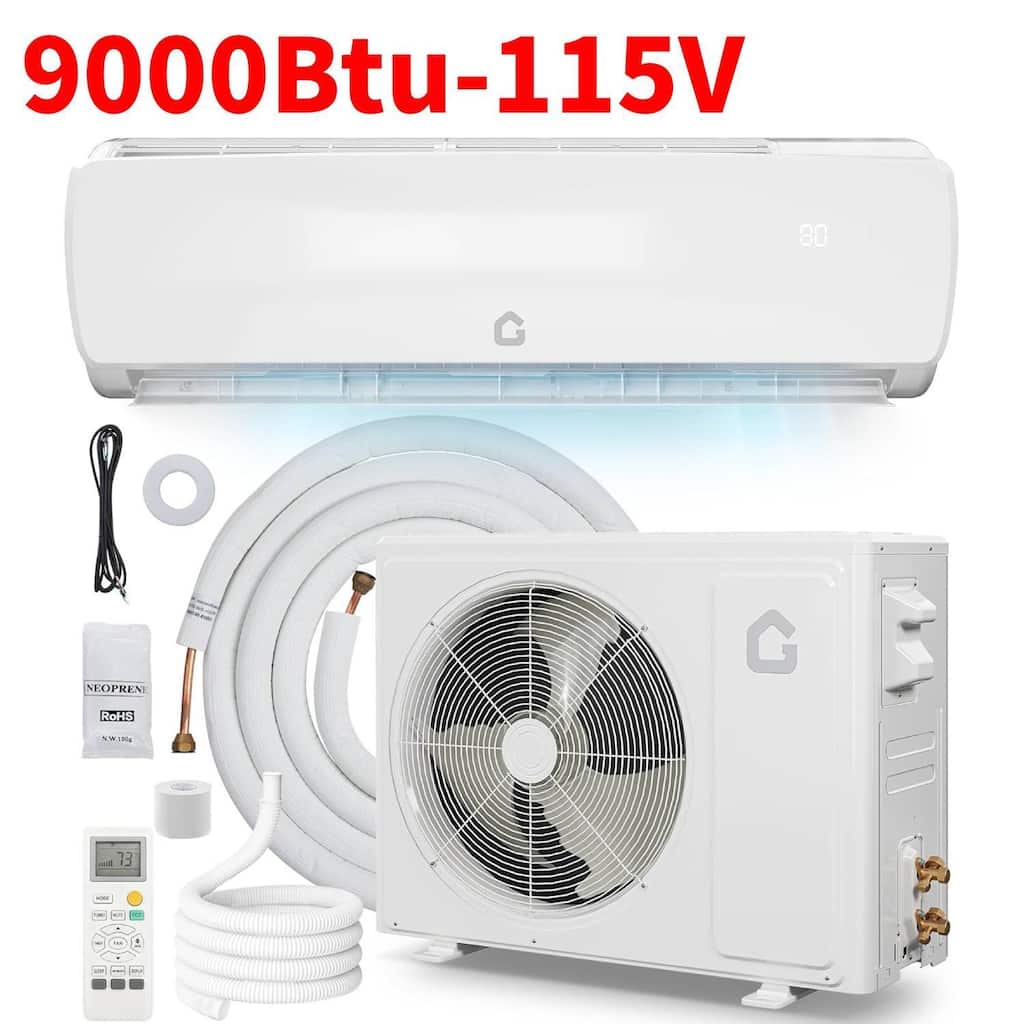 9000BTU 115V L Panel Mini Split Unit Air Conditioner, for Rooms up to 450 Sq. Ft. - N/A