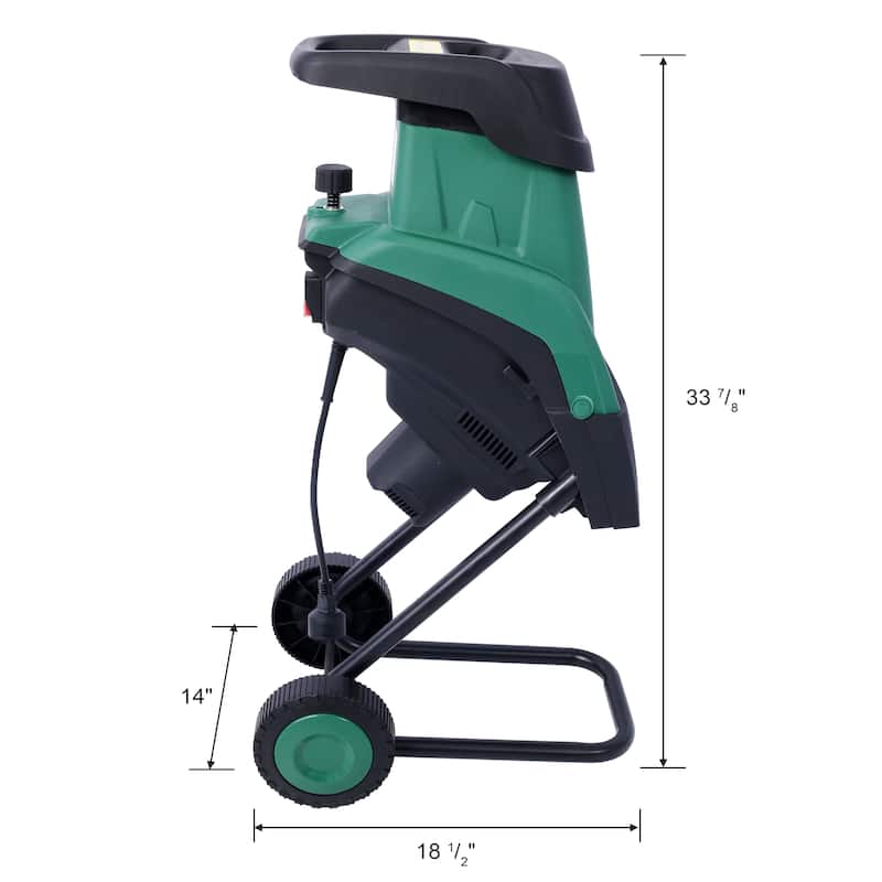 15Amp Electric Wood Chipper/Shredder with Wheels Electric Garden Shredder Portable Chipping Width Collection Bag