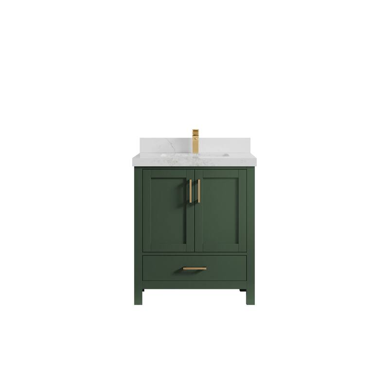 Willow Collections 30 in. W x 22 in. D Malibu Single Sink Bathroom Vanity with Countertop - 2" Calacatta Nuvo - Lafayette Green