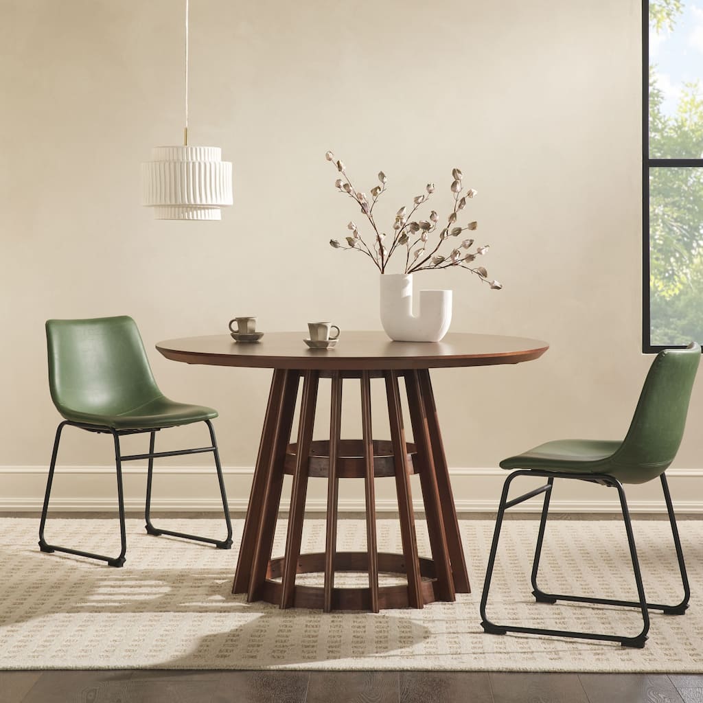 Walker Edison 48 inch Round Slatted Wood Dining Table