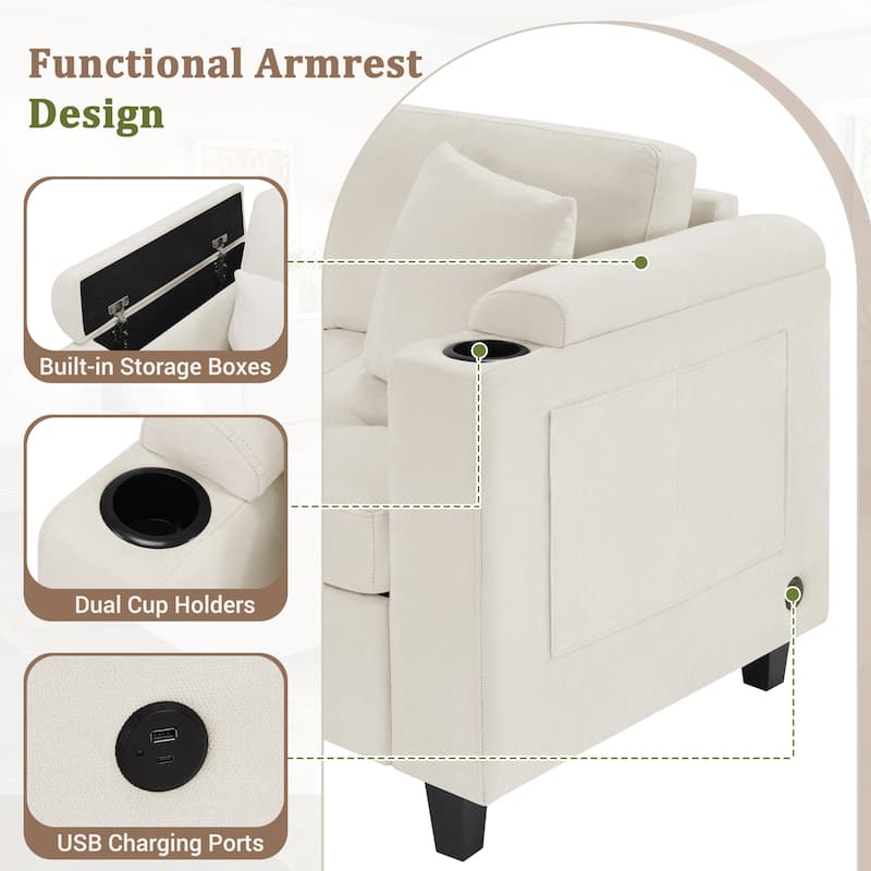 Oversized U-Shaped Chenille Sectional Sofa with Chaise by Harper&Bright Designs