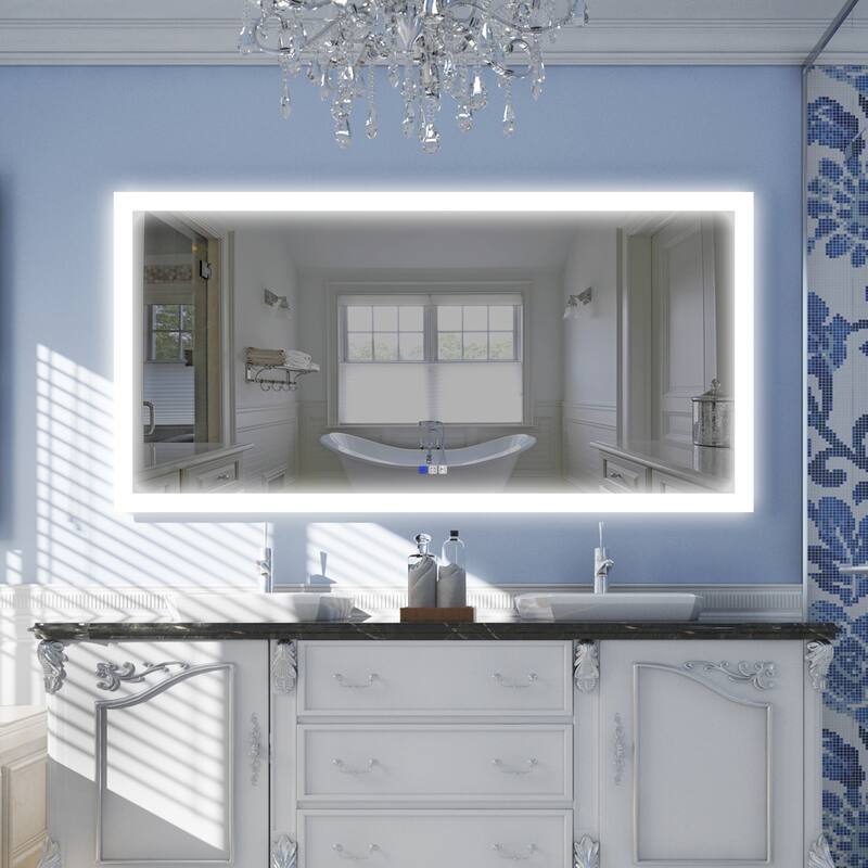 Bathroom Wall Mounted Frameless LED Mirror Super Bright Light With Anti-Fog (Horizontal/Vertical)