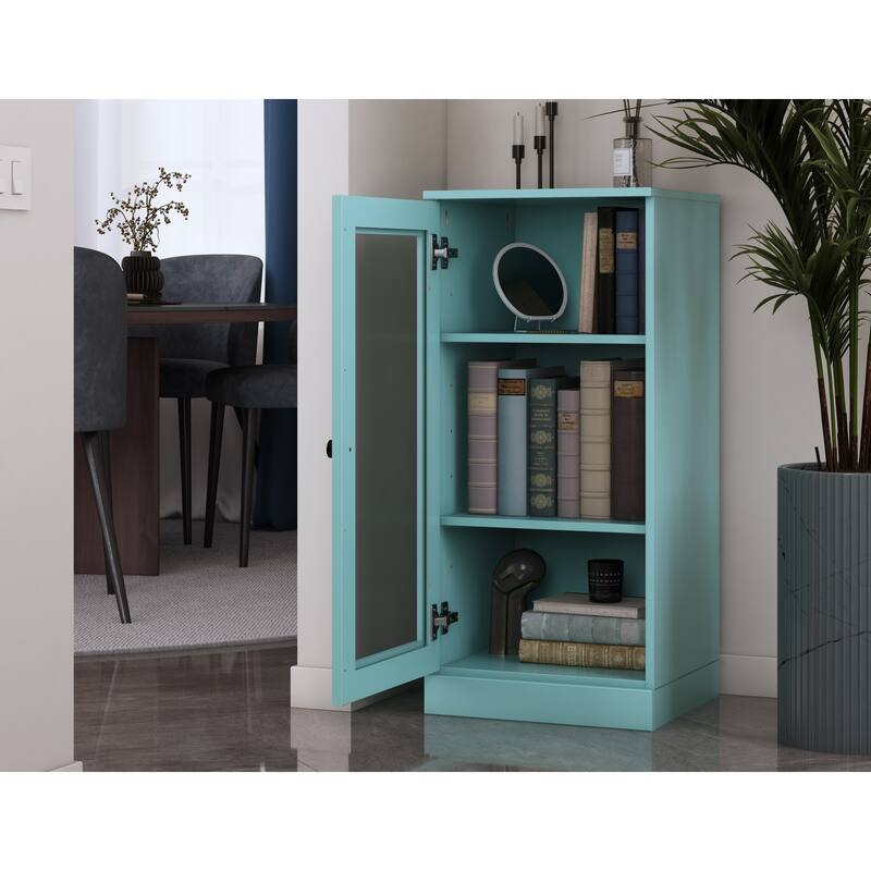 Palace Imports 100% Solid Wood 3-Shelf Bookcase with Clear Glass Door and Adjustable Shelves