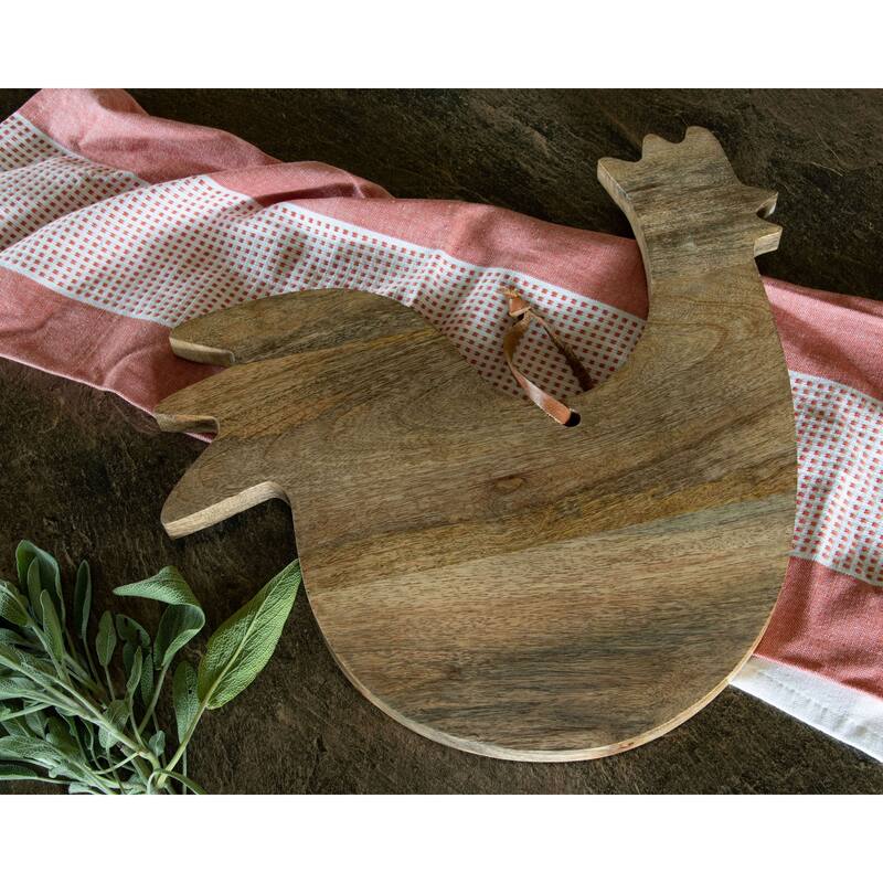 Foreside Home & Garden Wood Hen Shaped Kitchen Serving Cutting Board - 14 x 13.75 x 0.75