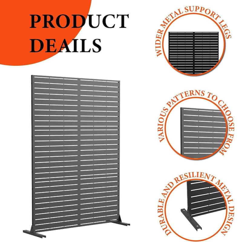 Privacy Screen, Privacy Screens and Panel, Freestanding Decorative Fence for Patio Lawn, Black Louvered