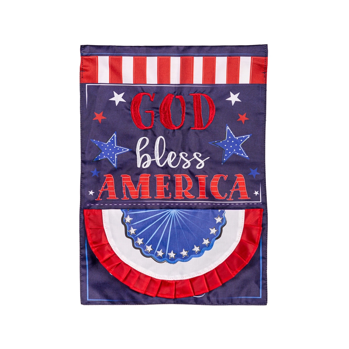 Patriotic God Bless America Applique Garden Flag