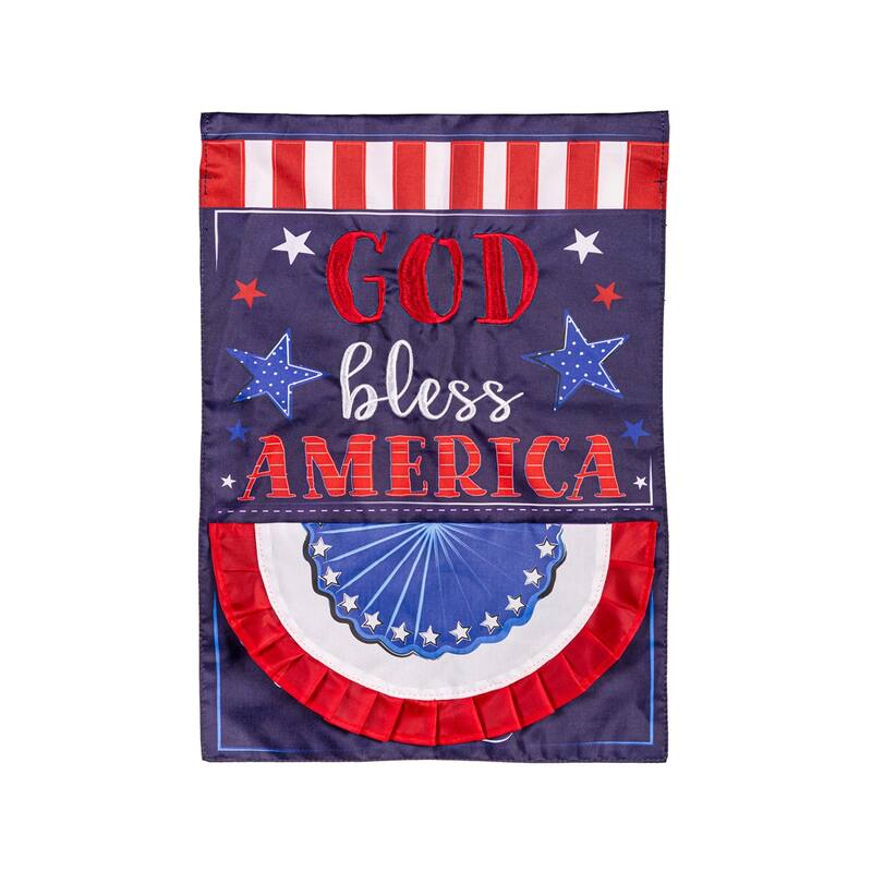 Patriotic God Bless America Applique Garden Flag