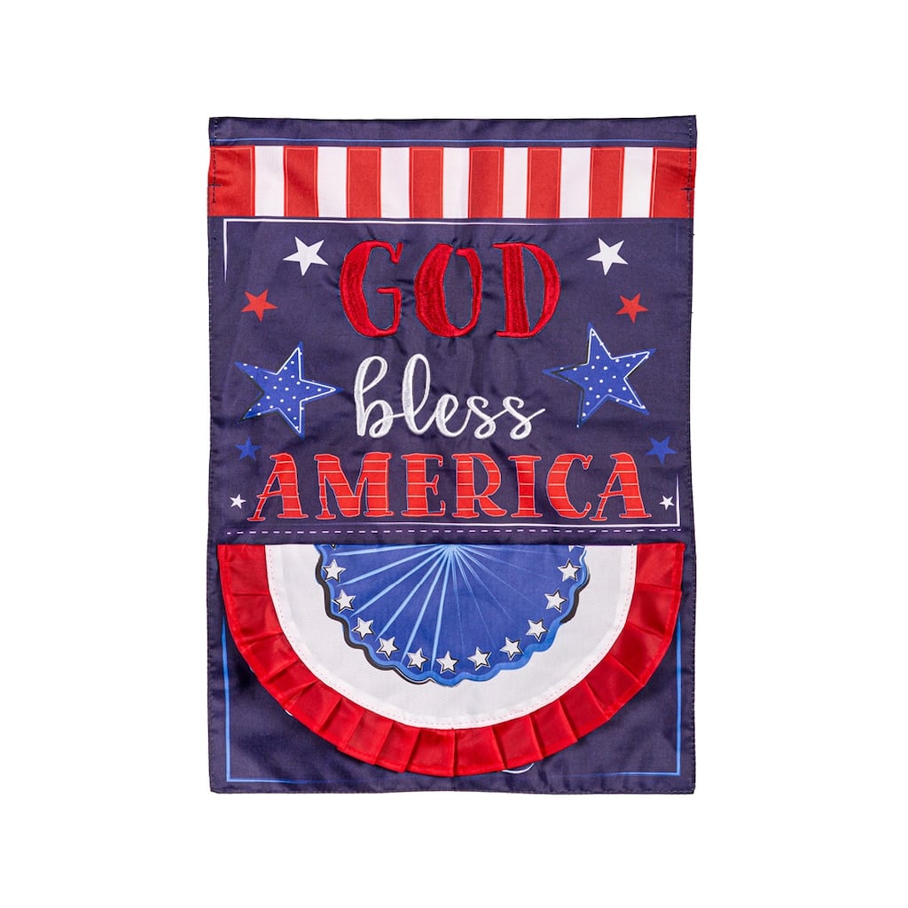 Patriotic God Bless America Applique Garden Flag