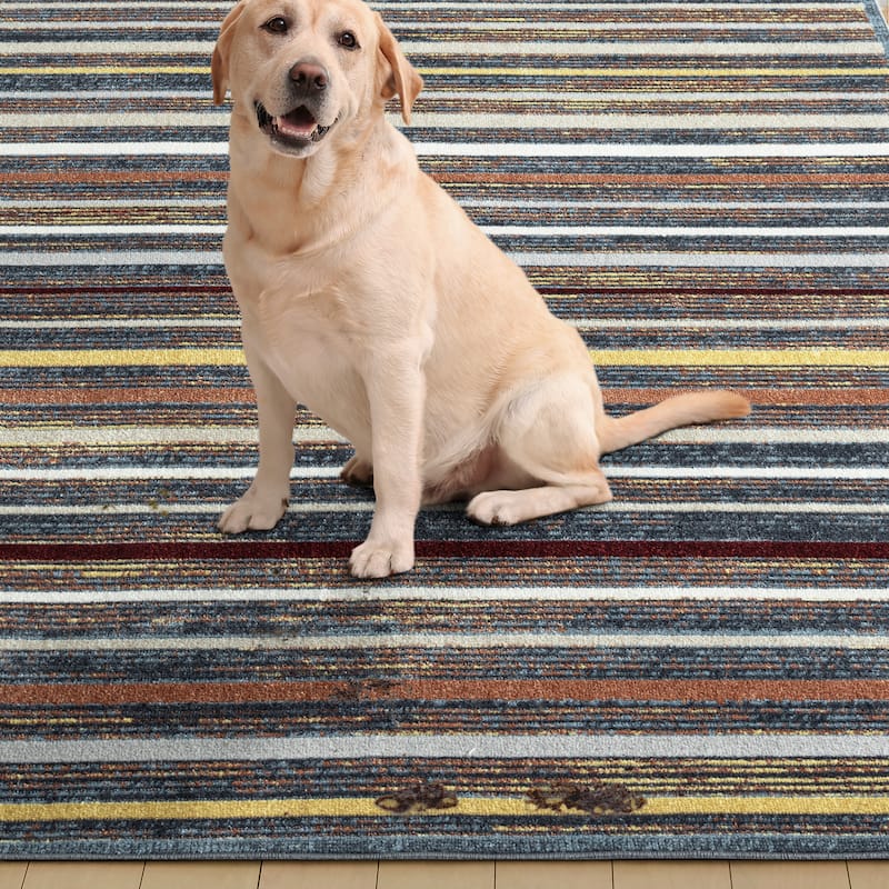 Everwash Treasure Striped Modern Machine Washable Area Rug