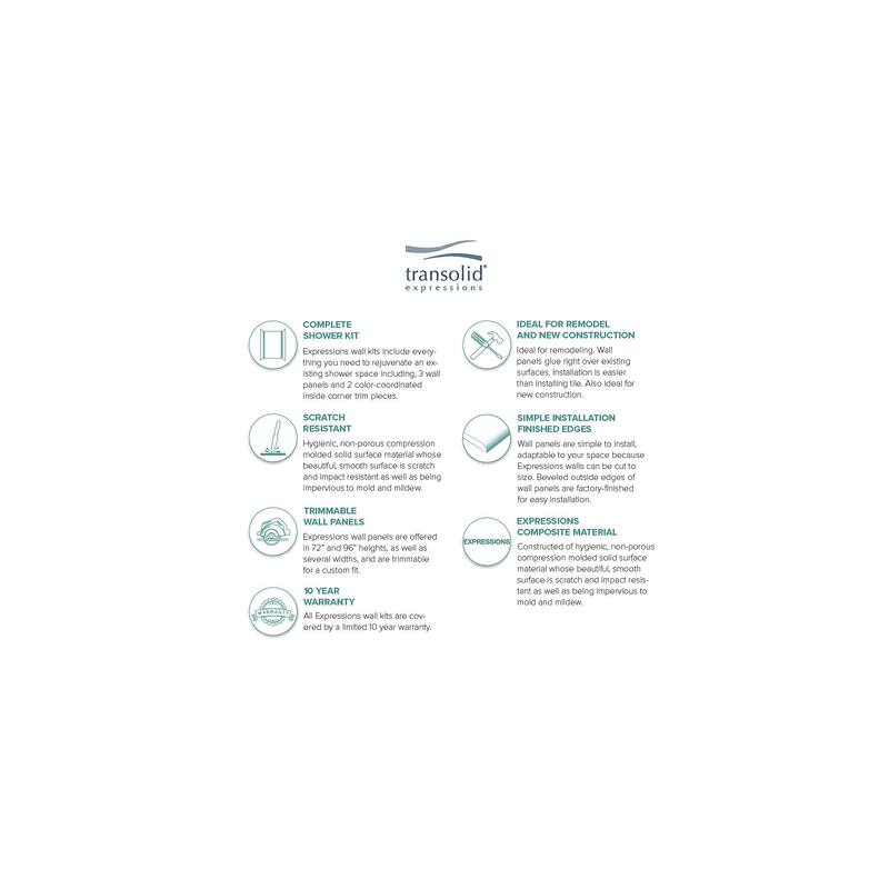 Transolid Expressions 32-in X 60-in X 72-in Glue to Wall Shower/Walls - 60" x 32" x 72" - 60" x 32" x 72"