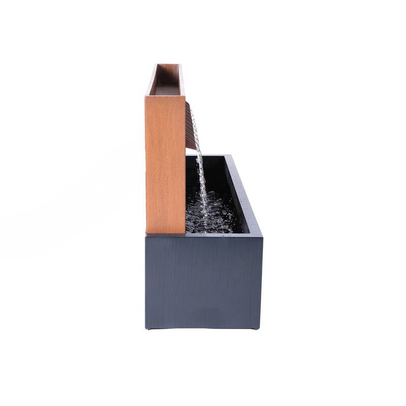 LED Lighted Two-Tone Outdoor Garden Water Fountain with Planter - 39.25"