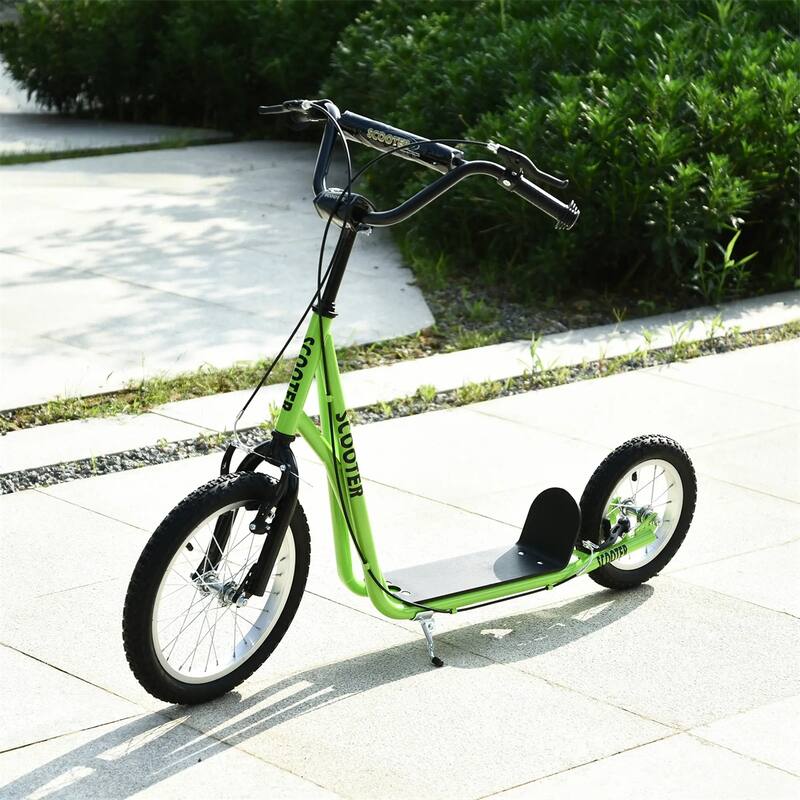 Steel Aluminum Kick Scooter with Adjustable Handlebar - 53.25"L x 22.75"W x 34.75"-37"H