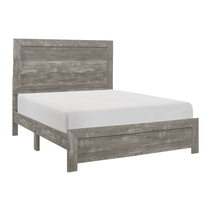Ko Four Piece King Size Bedroom Set, Panel Detailings, Black Metal Handles, Rustic Gray