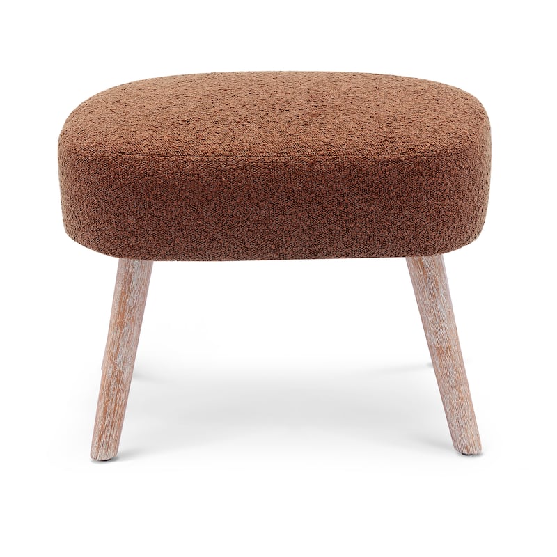 Boucle Polyester Upholstered Ottoman - Stain Resistant