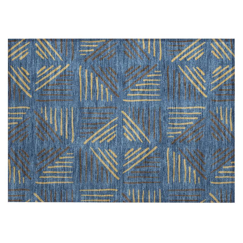 Machine Washable Indoor/ Outdoor Geo Dia Chantille Rug