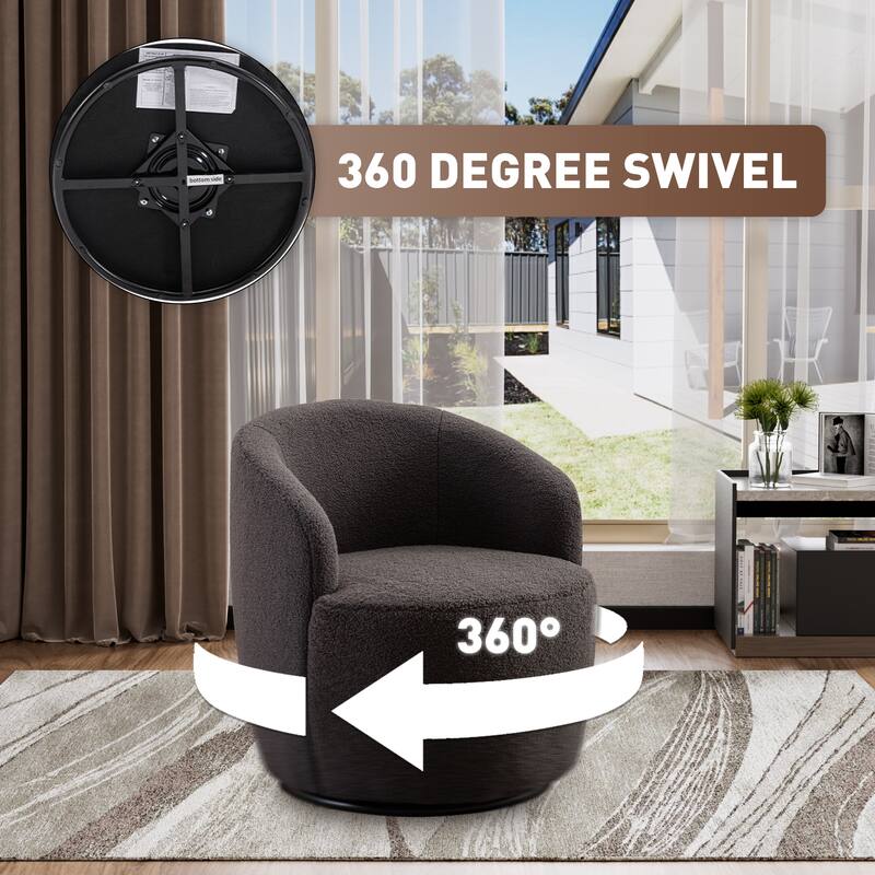 Ouyessir Modern Teddy Upholstered Swivel Barrel Chair(Set of 2)