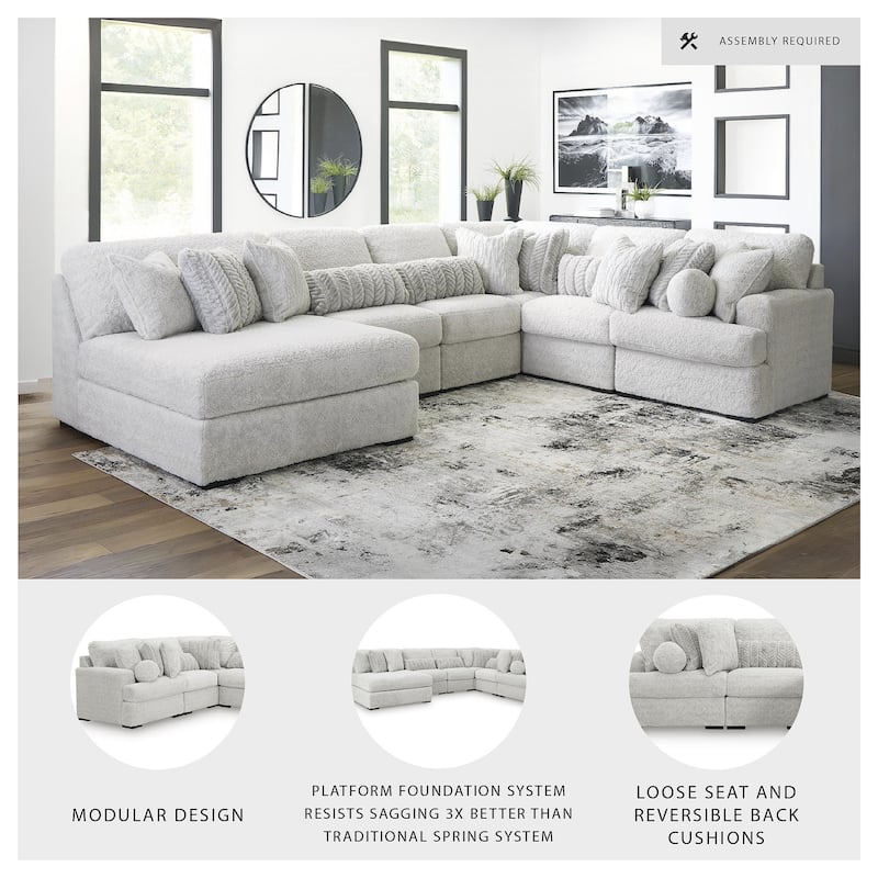 Signature Design by Ashley Snodoodle Gray 6-Piece Sectional with Chaise - 156" W x 113" D x 40" H