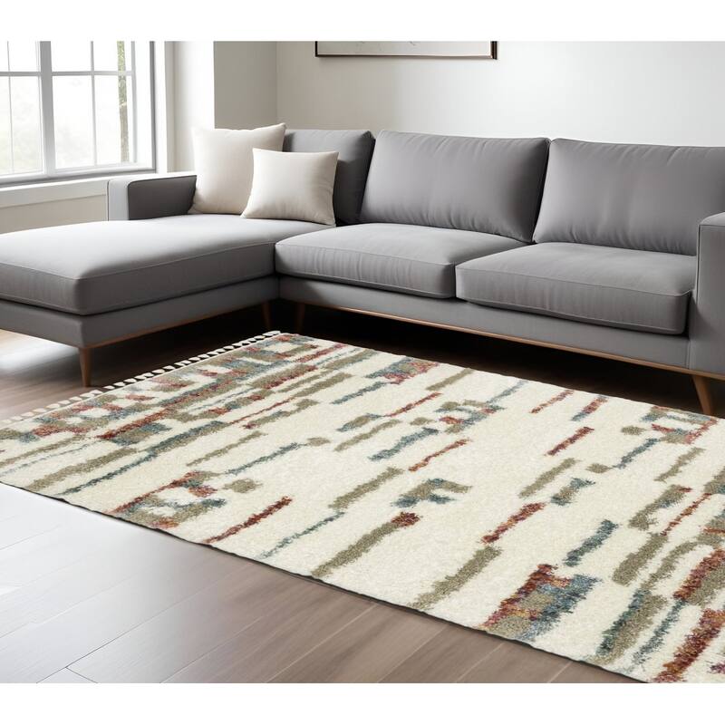 HomeRoots Abstract Modern Runner Area Rug - 155.12 in. x 118.11 in.  x 1.77 in.