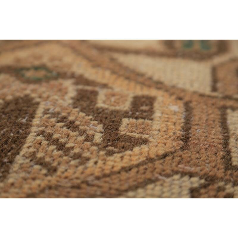 Geometric Bakhtiari Persian Runner Rug Handmade Wool Carpet - 3'4"x 9'6"