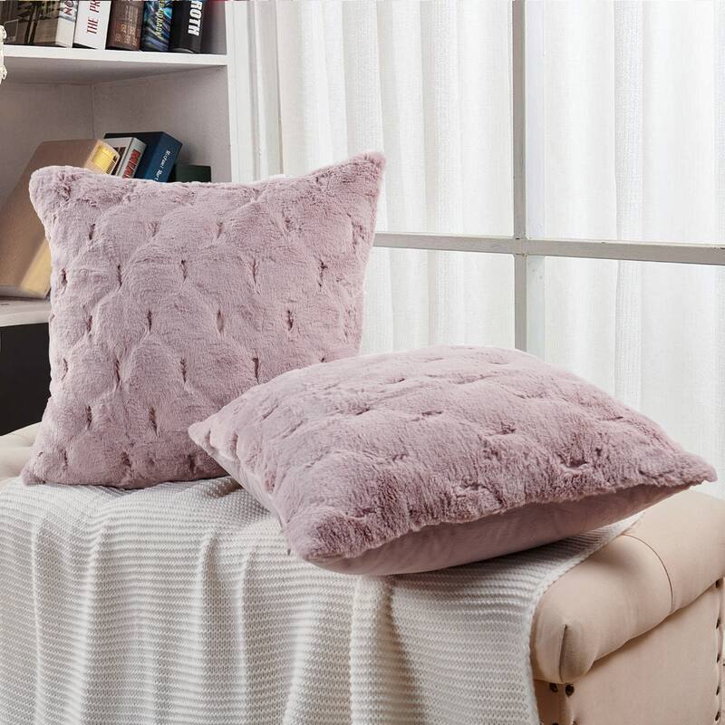 Serenta JacquardRabbit FauxFur Pillow Cover 2 Piece, NO INSERT