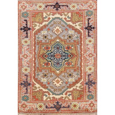 Geometric Heriz Serapi Oriental Accent Rug Hand-Knotted Wool Carpet - 2'0" x 3'0"