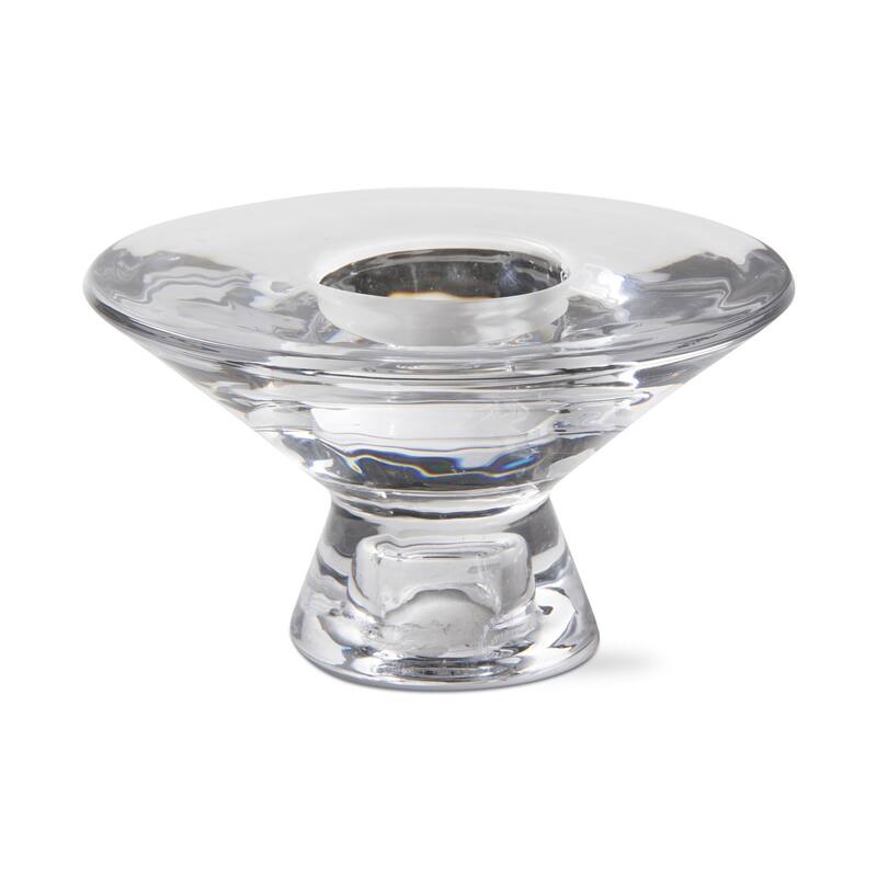 Aura Clear Glass Reversible Tealight and Taper 4.65L x 4.65W x 2.56H inches