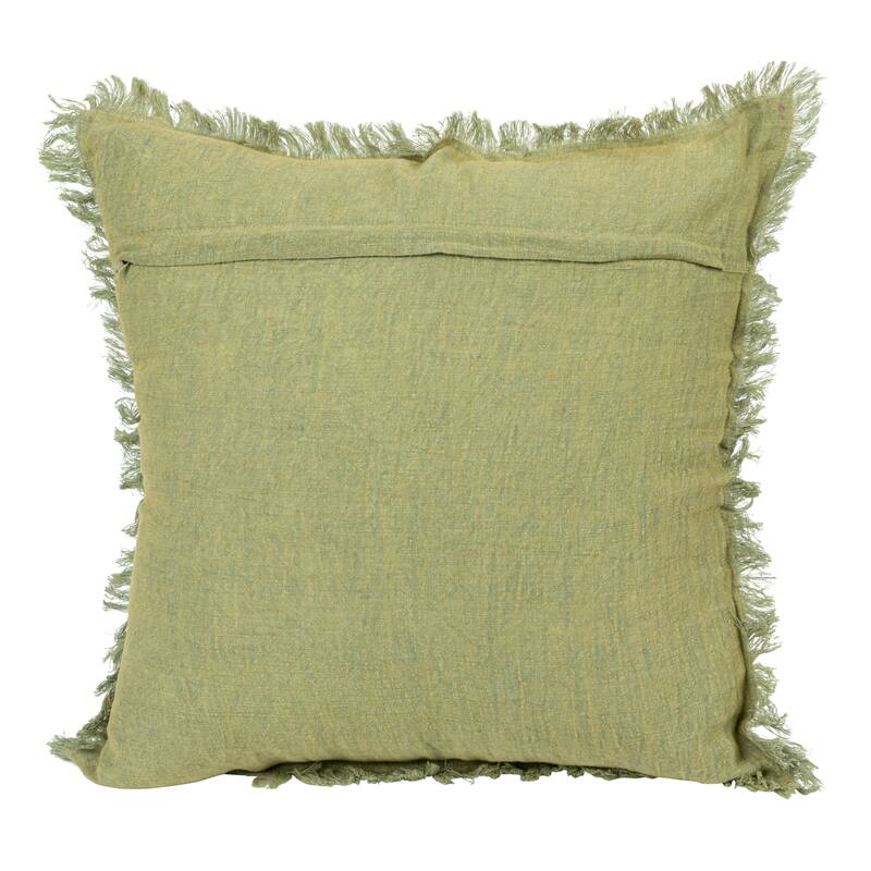 Stonewashed Linen Pillow with Fringe