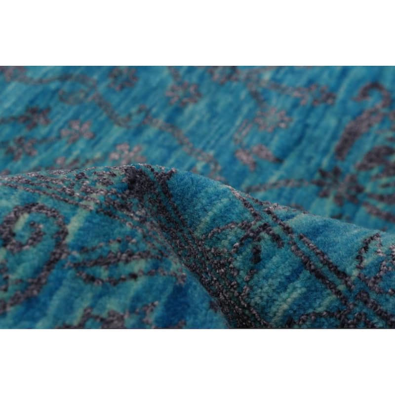 ECARPETGALLERY Hand-knotted Heritage Blue Silk, Wool Rug - 6' 1" x 9'