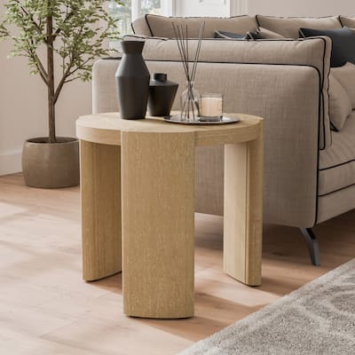 Furniture of America Minst Modern Oak Wood Round End Table
