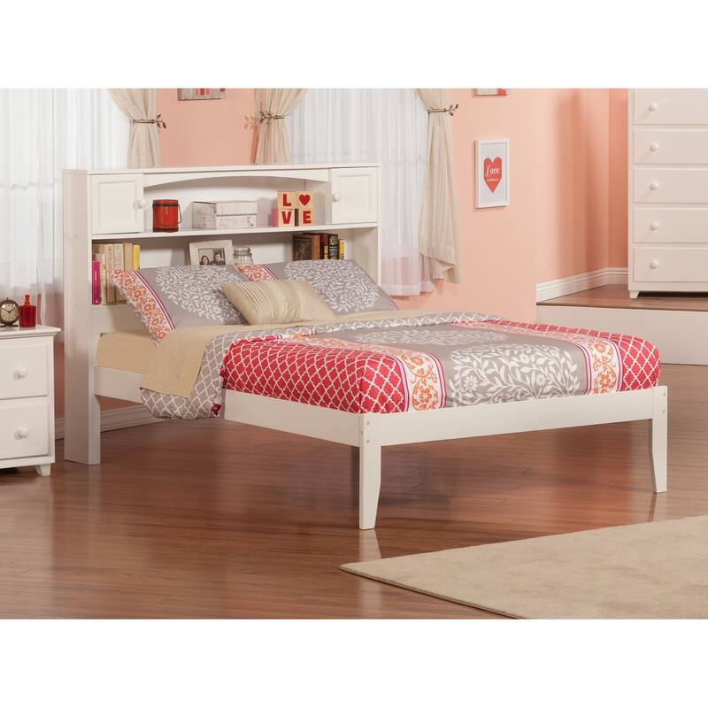 AFI Newport Full Size Platform Bed with Charging Station in White